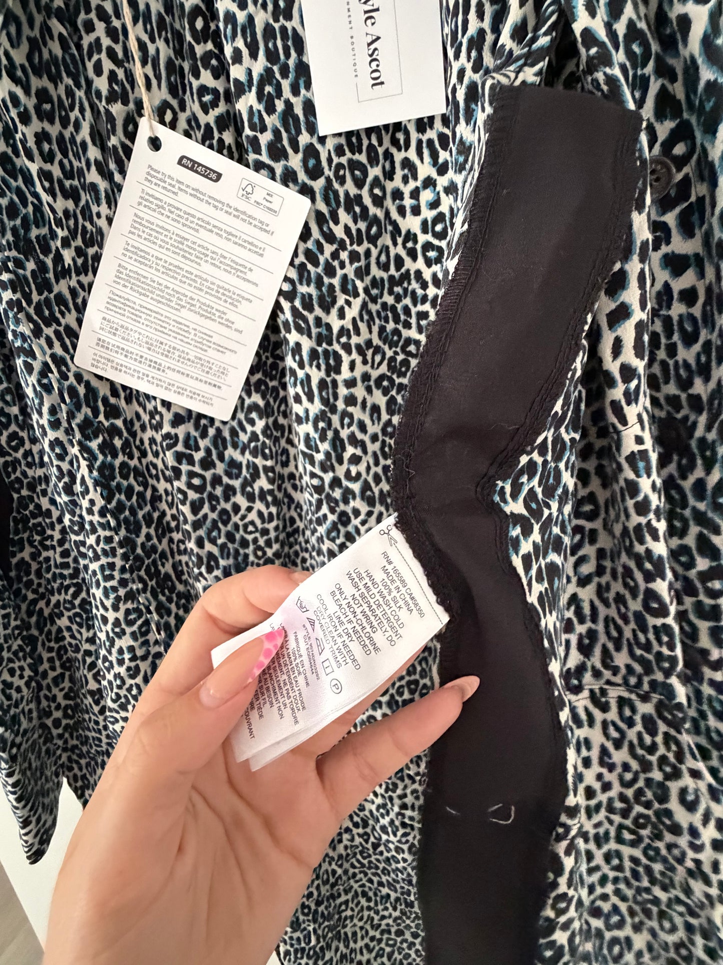Pre-Loved Blue Leopard Equipment Femme Shirt, XL, BNWT