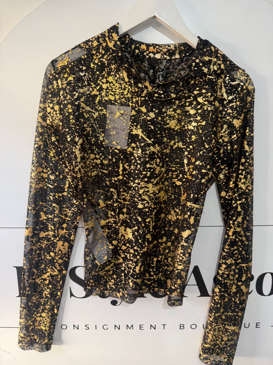 Black with gold splatter print Just Cavalli Top, 10