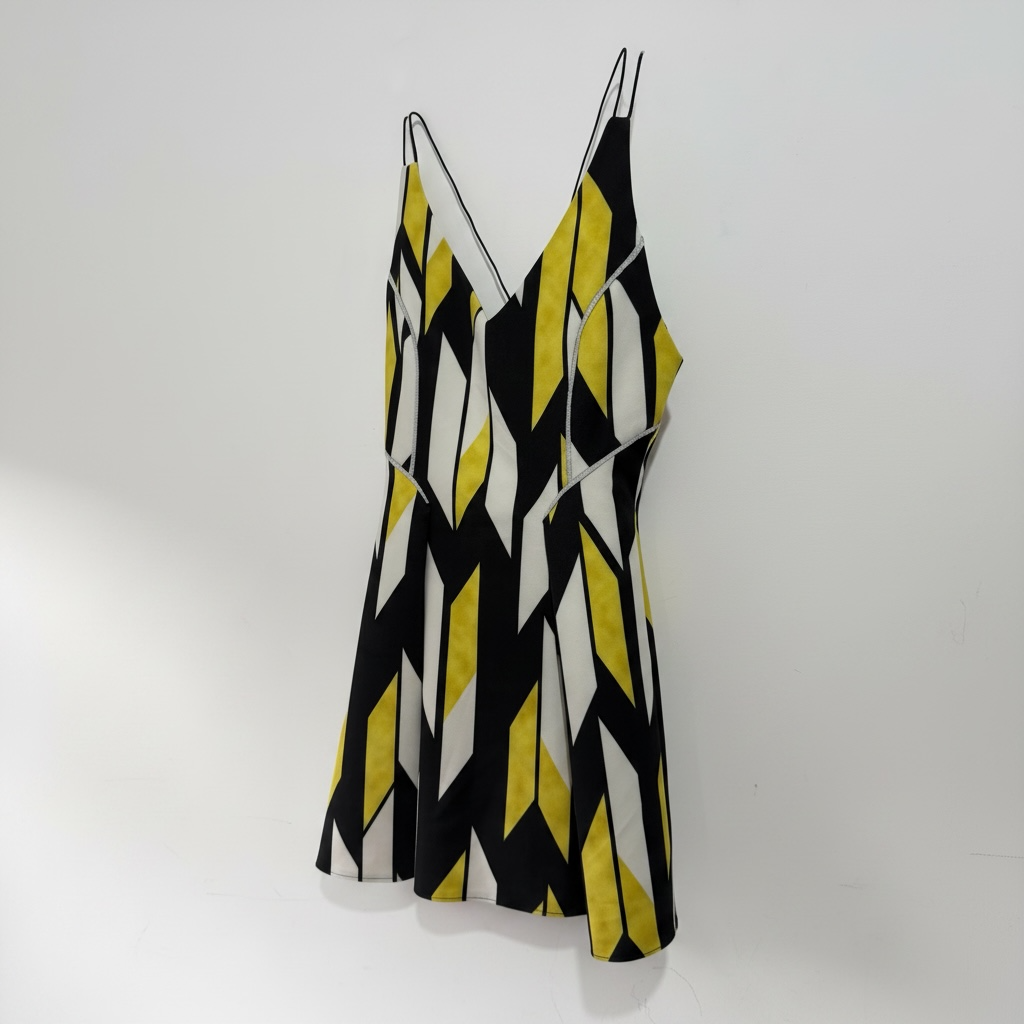 Preloved, Black and Yellow Explosion Dress, Size 8