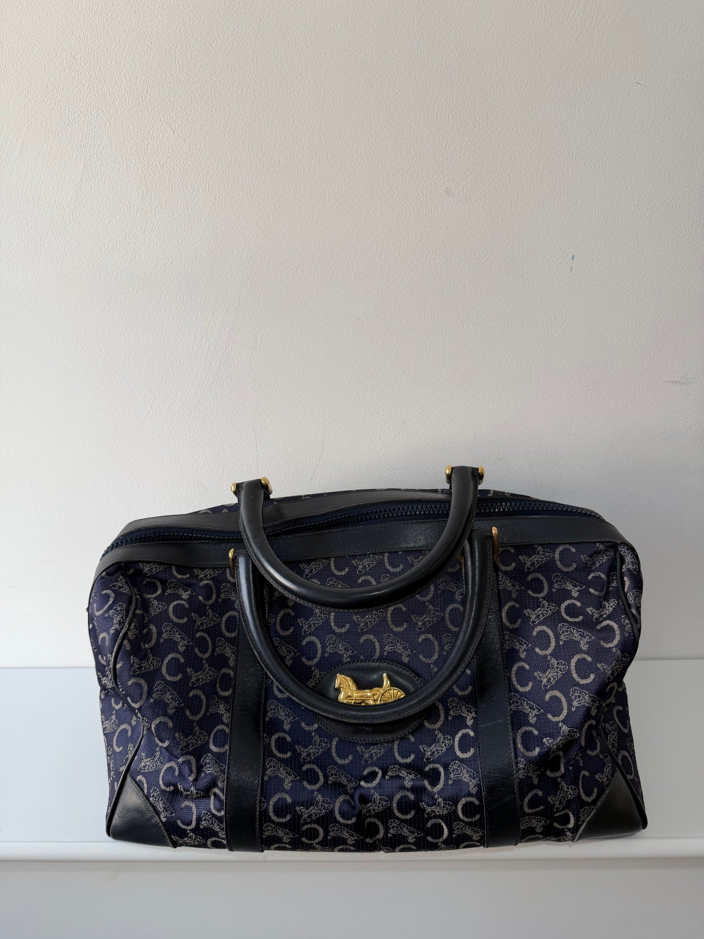 Pre-loved navy monogram Celine Mini keepall