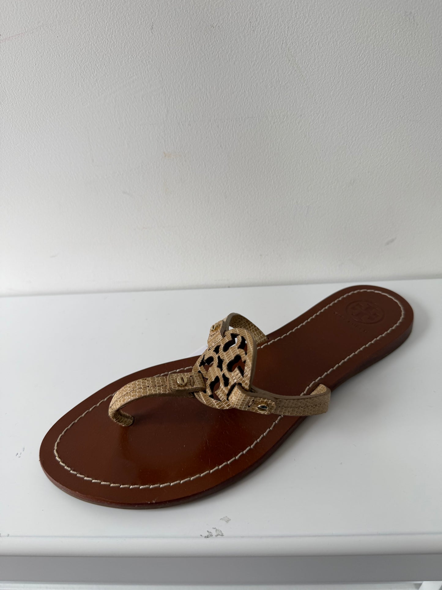 Neutral Preloved Tory Burch Miller Sandals, Size 5