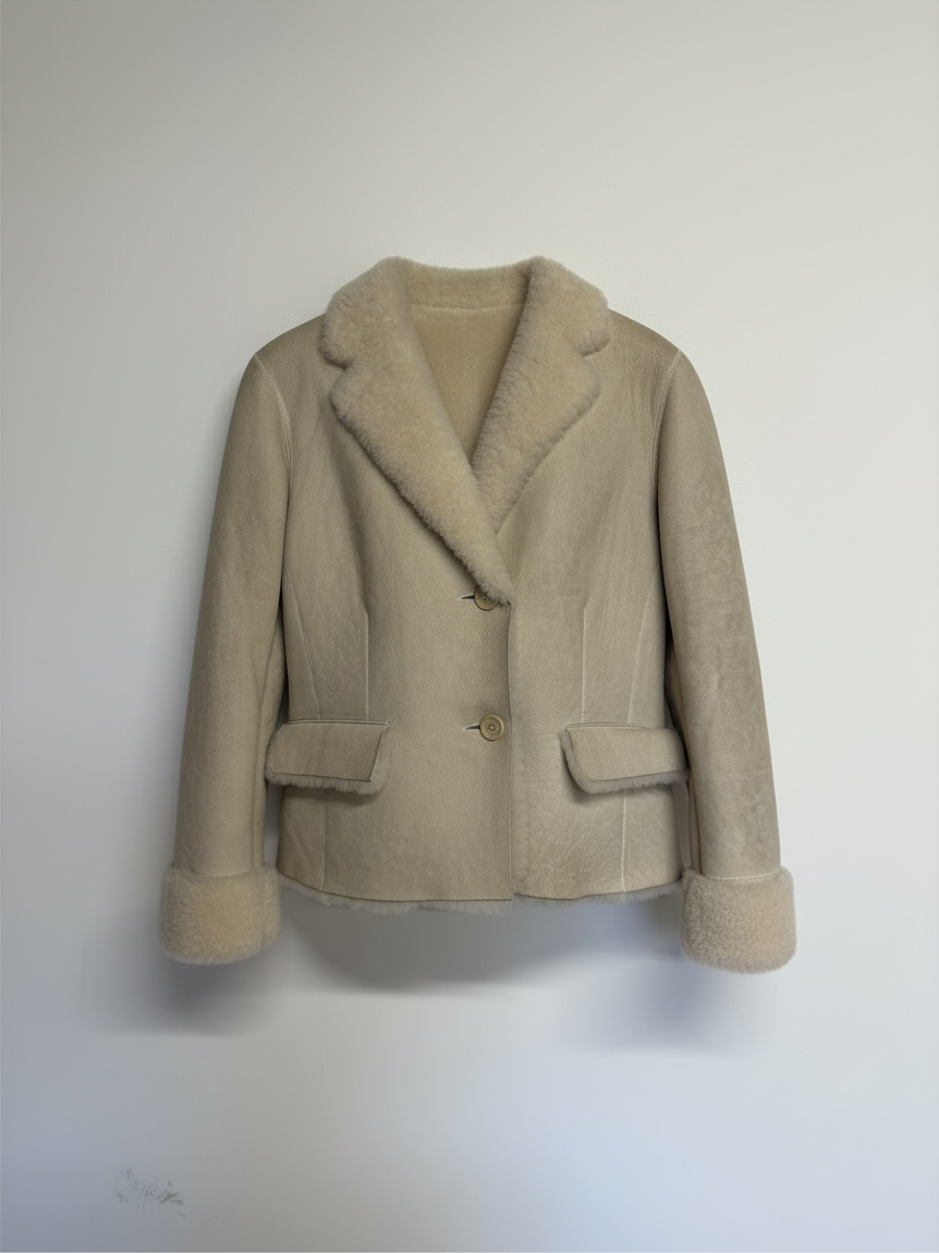 Preloved Margaret Howell Pea Coat UK 12 Beige Suede