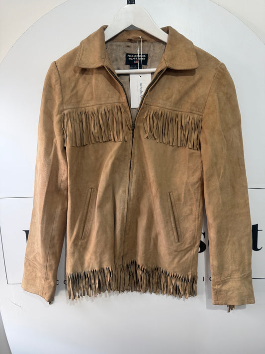 Beige Suede Ralph Lauren Fringe Jacket