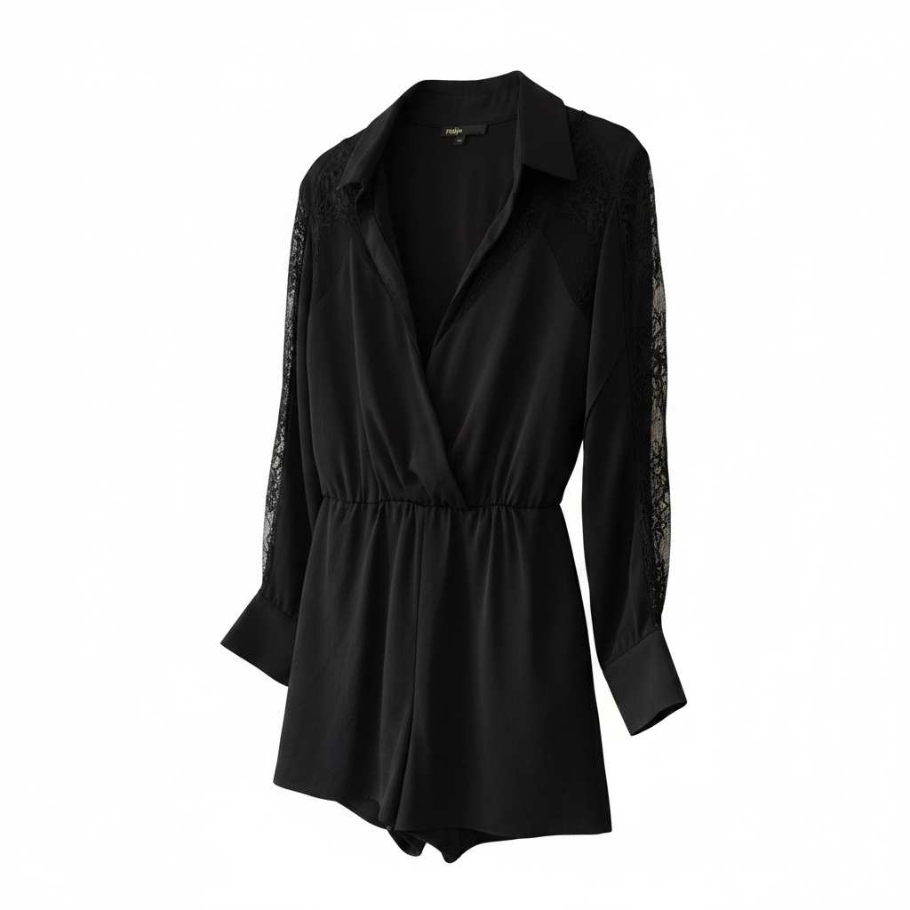 Preloved Black Maje Playsuit, Small
