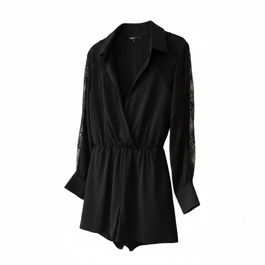 Preloved Black Maje Playsuit, Small