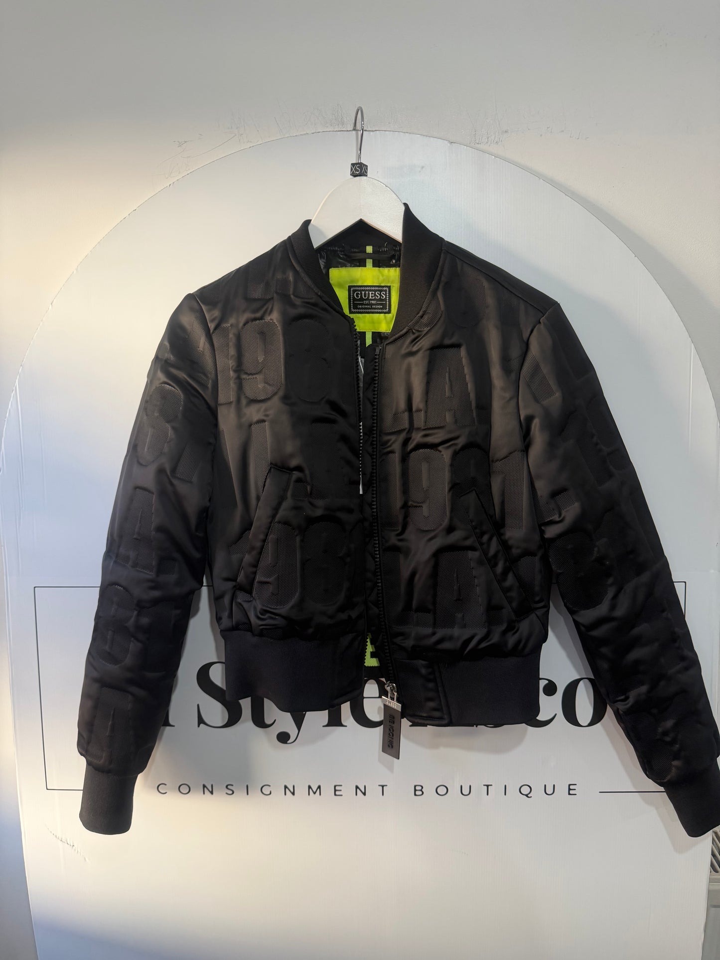 Black Guess Bomber Jacket, SizeXS