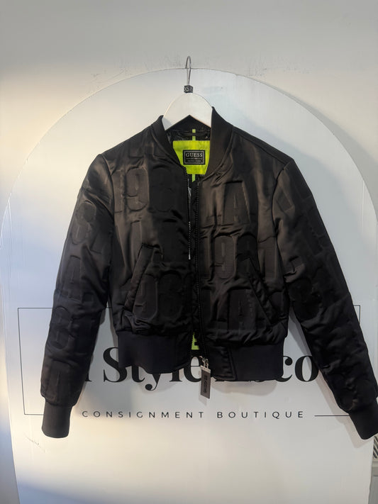 Black Guess Bomber Jacket, SizeXS