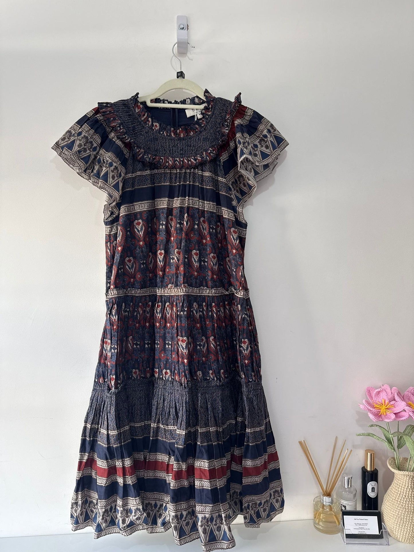 Preloved Black Print Sea New York Dress, Size M - 12