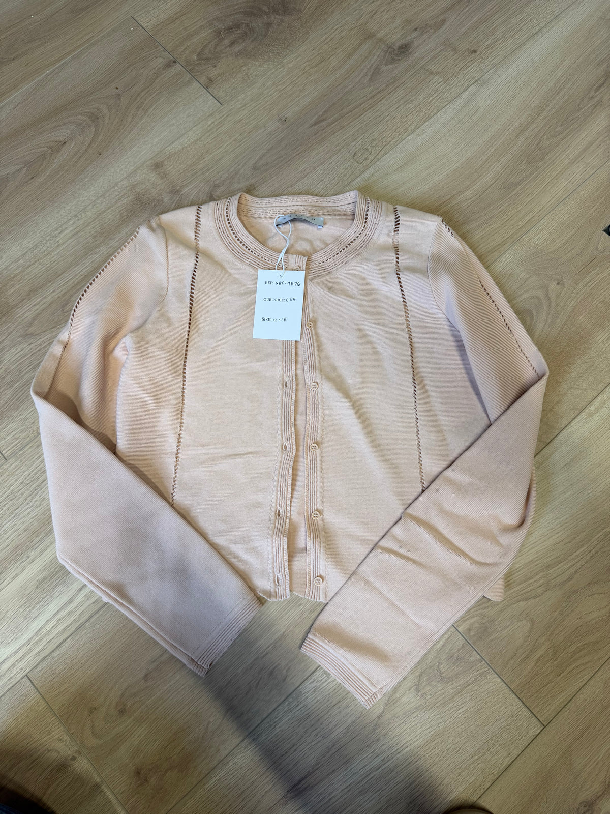 Preloved Sandro Cardigan, Top & Skirt Set Size 12-14 Peach