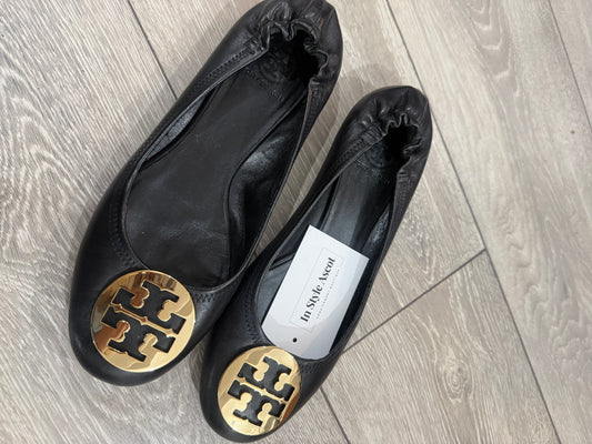 Black and Gold Tory Burch  Flats, Size 7.5
