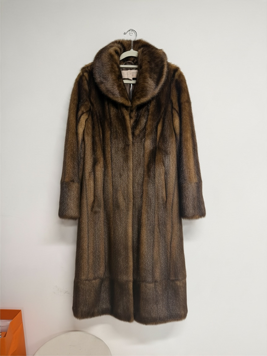 Preloved Vintage Mink Fur Coat Size 6-12 Brown