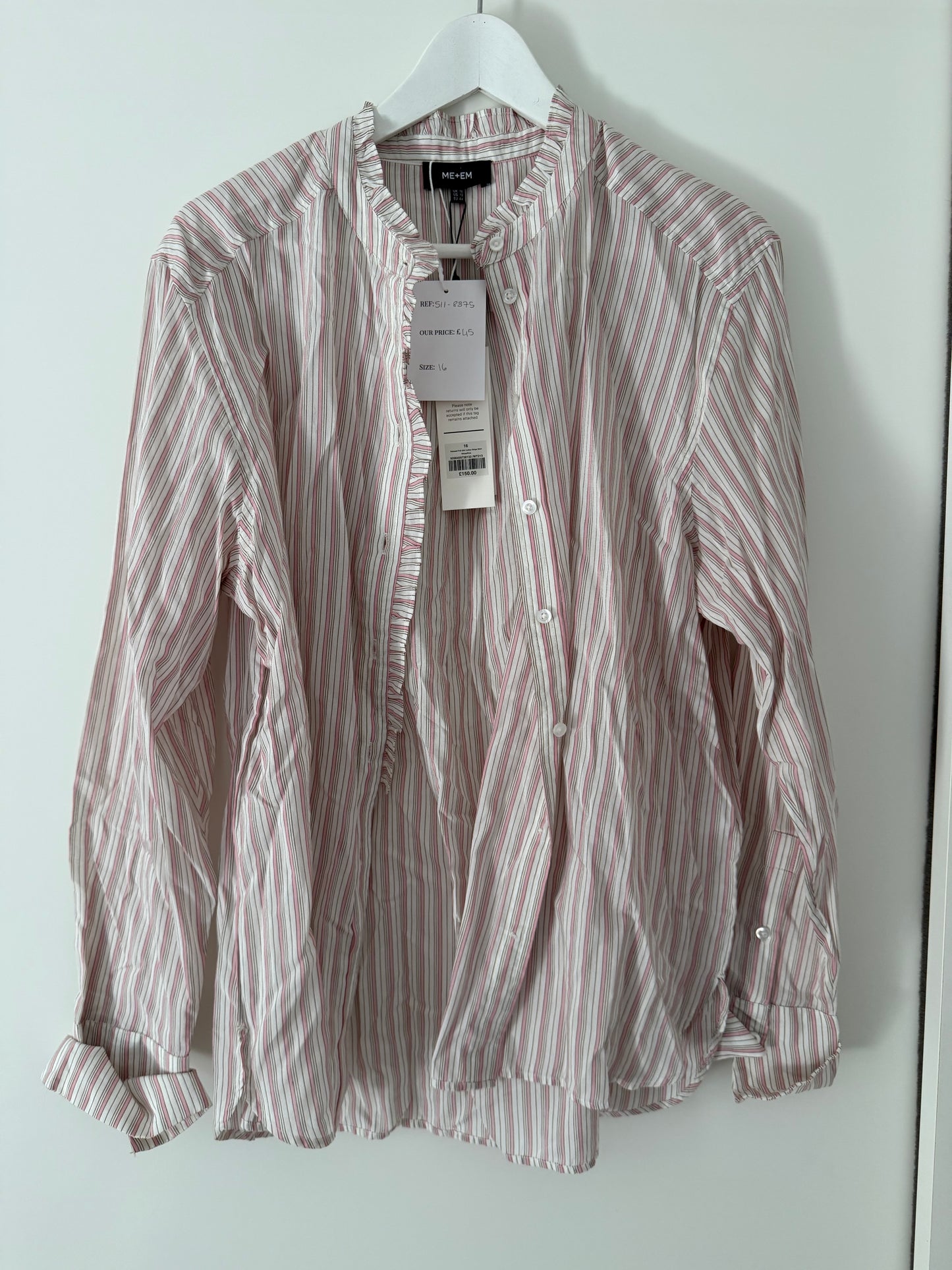Pre-loved Striped Pink Me + Em Blouse, 16, BNWT