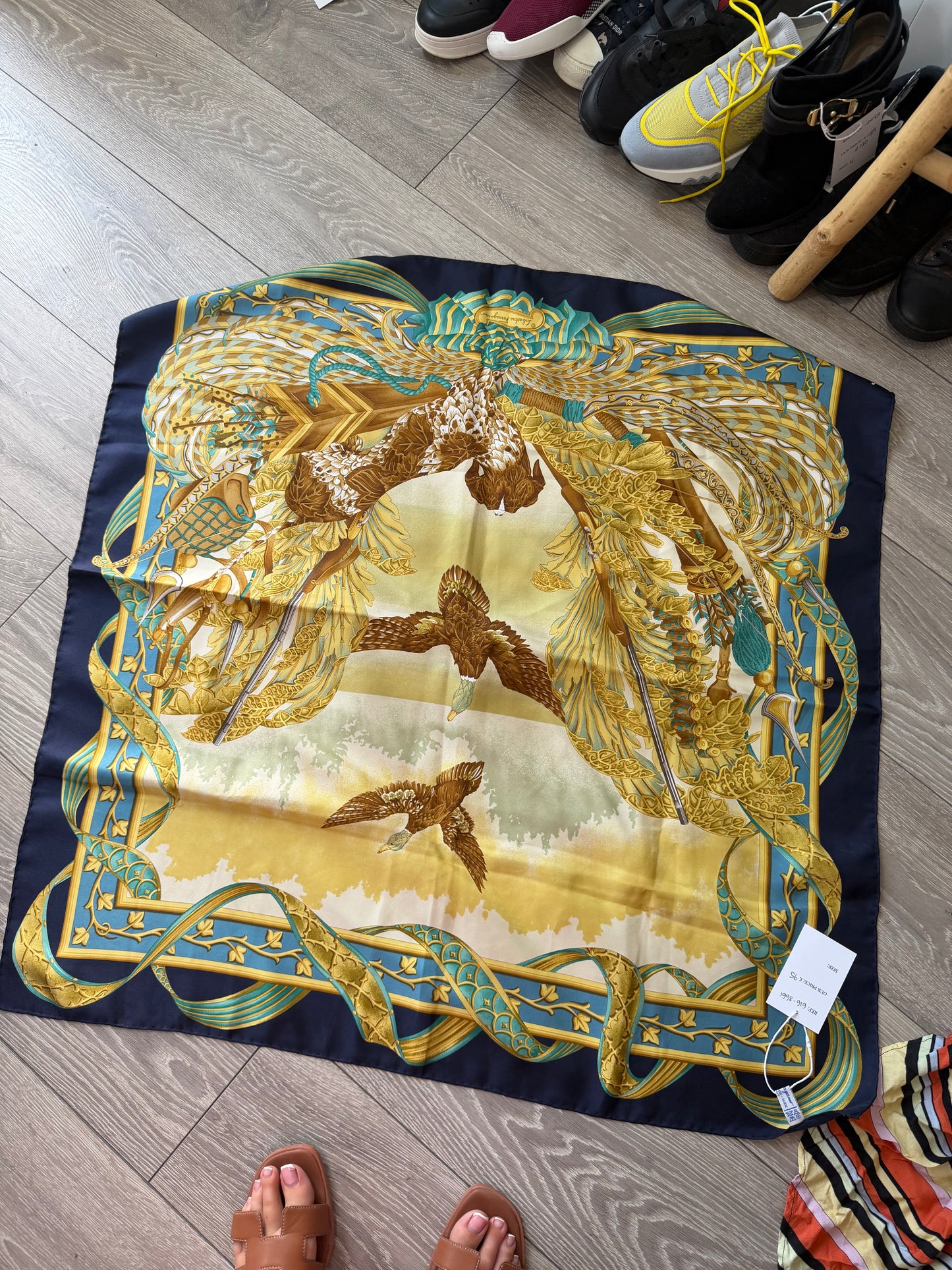 Preloved, Hunting Print  Salvatore Ferragamo Silk Scarf