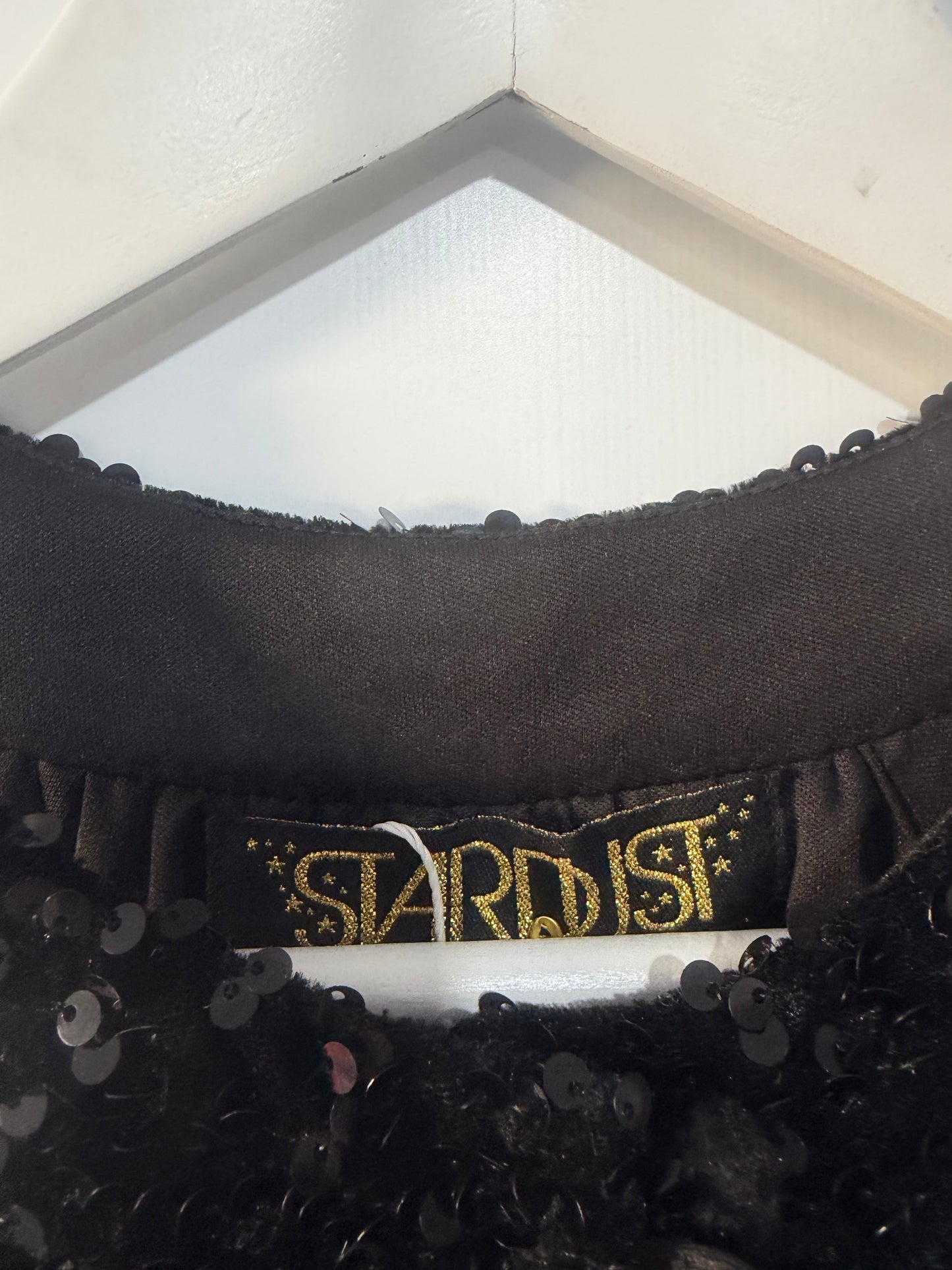 Black Sequin Stardust Evening Dress, Size S (adjustable to fit a 10/12 with belt)