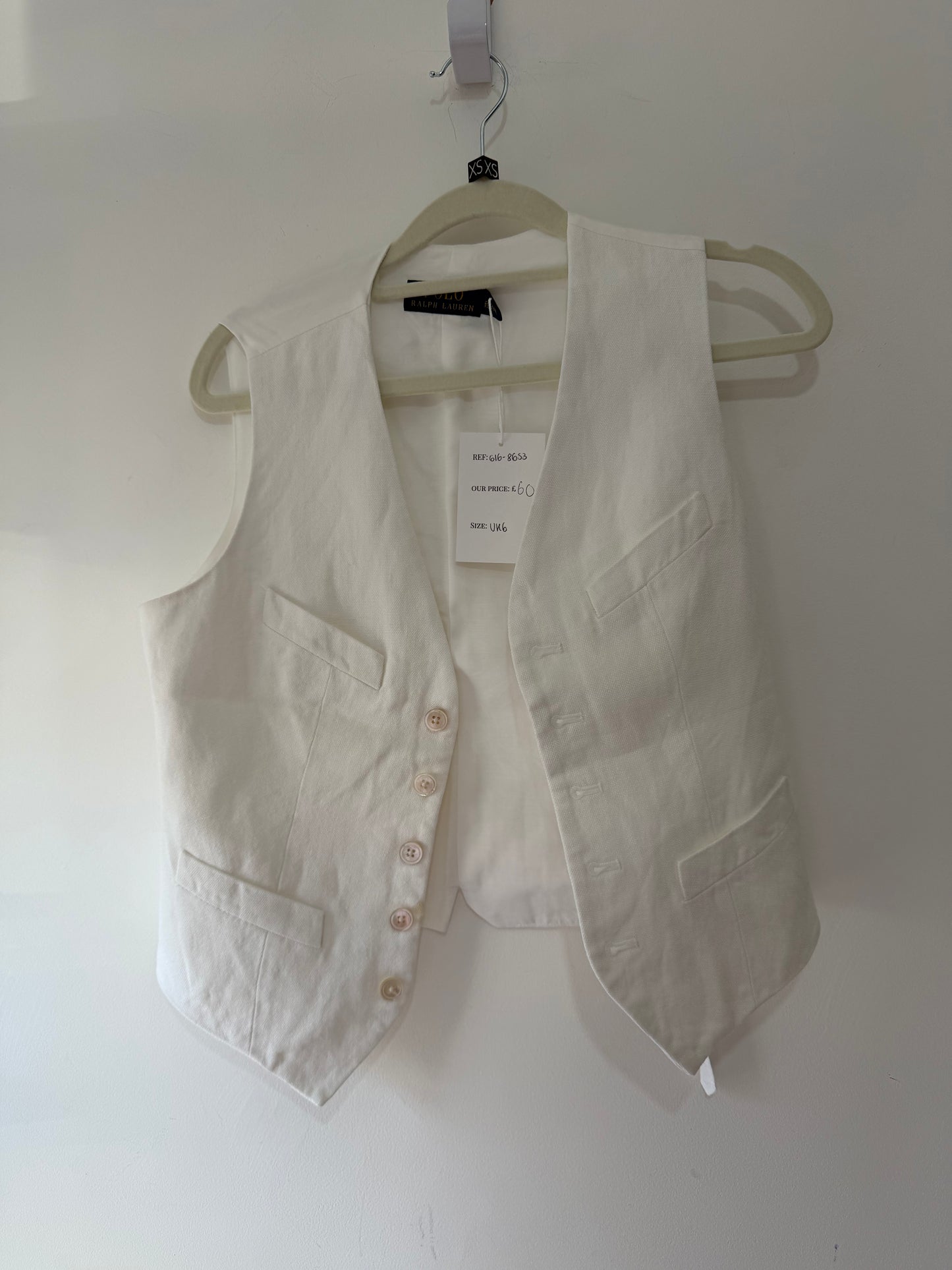 Preloved, White  Ralph Lauren Waistcoat, UK 6
