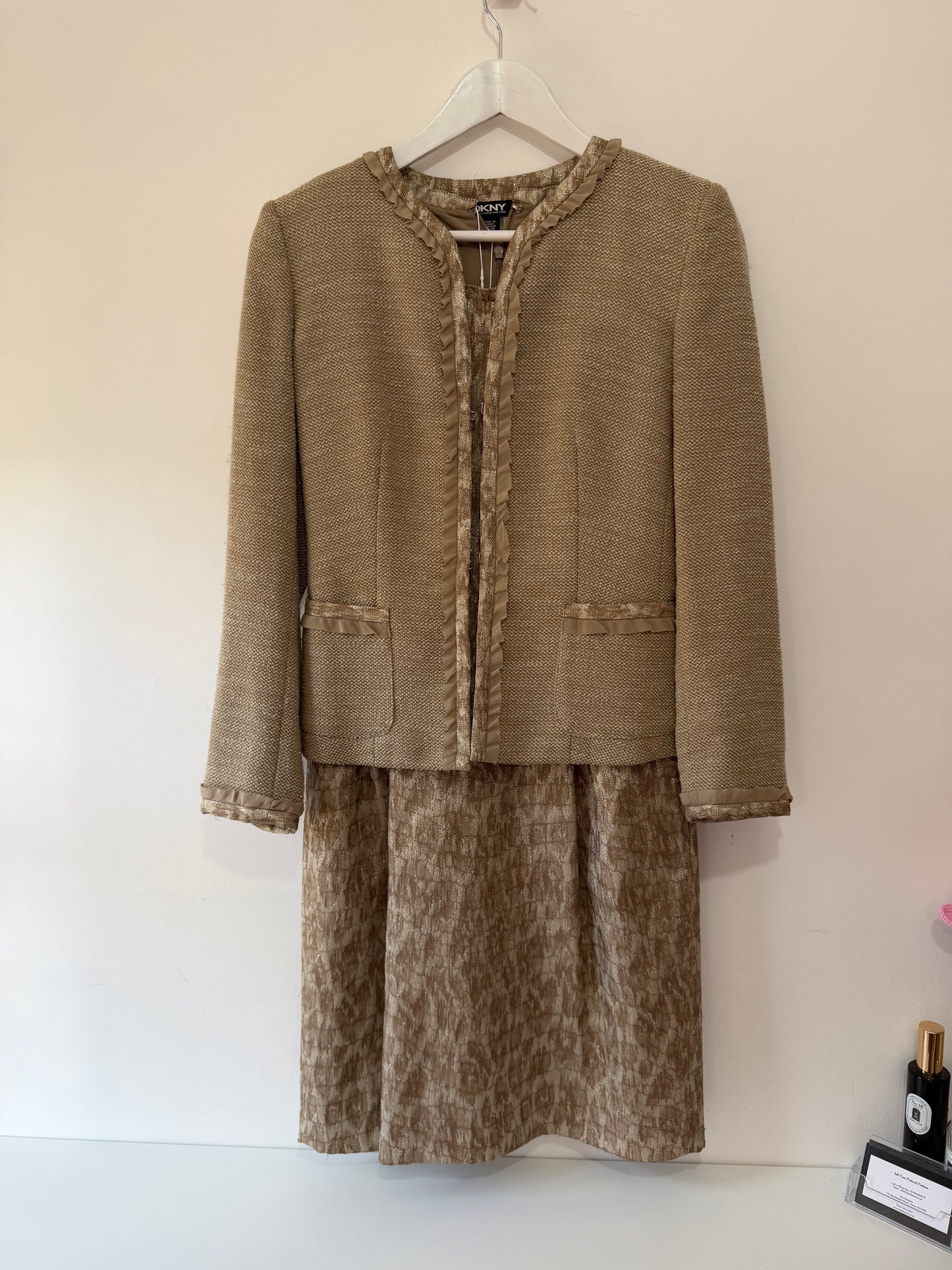 Preloved,  Beige DKNY Suit Dress Set, UK 6 (8)