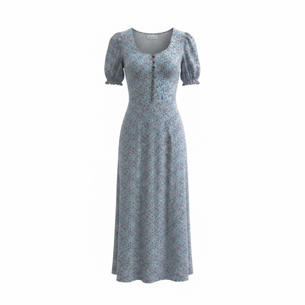 Pre-owned, Blue Floral Pink City Prints Dress, UK 10