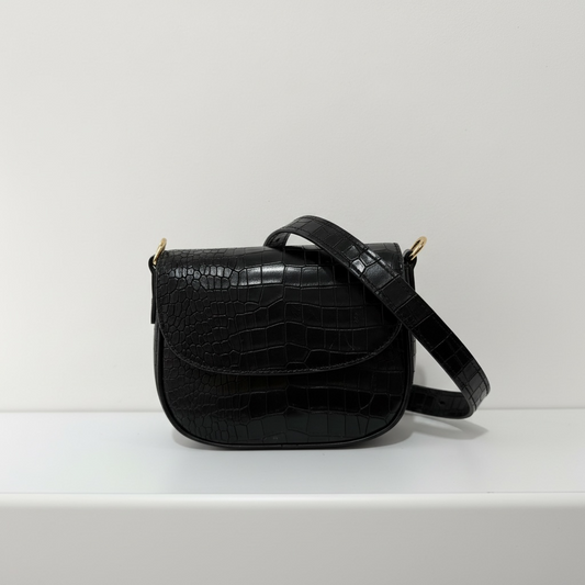 Pre-owned, Black Croc Osprey London New Crossbody Bag