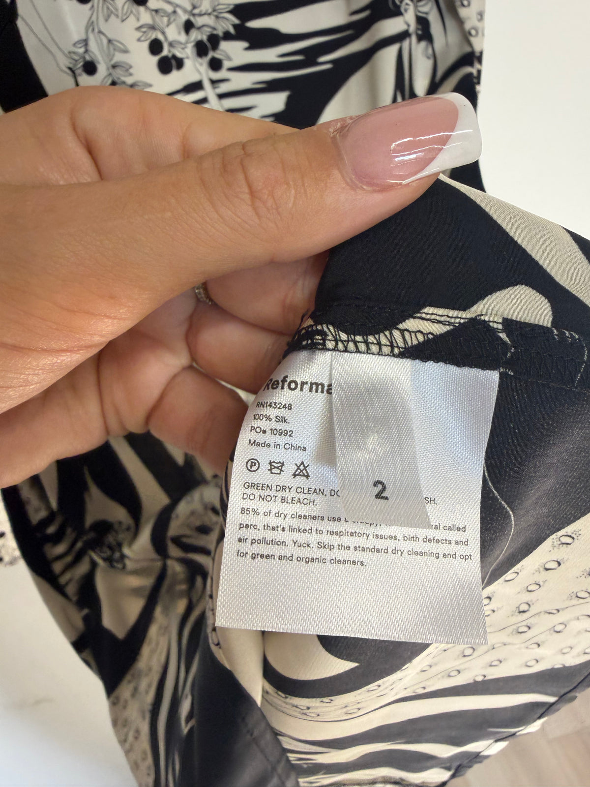 Preloved Reformation Dress Size 10 Black and White
