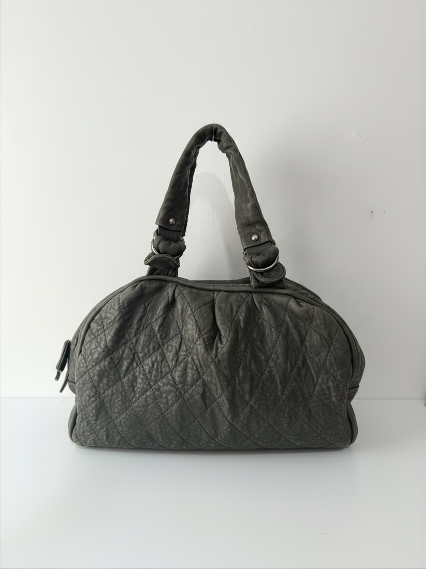 Preloved Chanel Bowler Bag 44cmXD23XH28 Green 2008 Silver Hardware