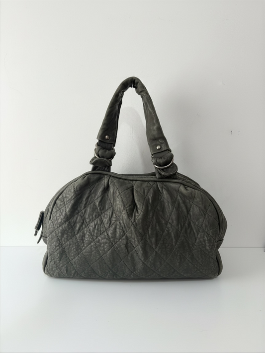 Preloved Chanel Bowler Bag 44cmXD23XH28 Green 2008 Silver Hardware