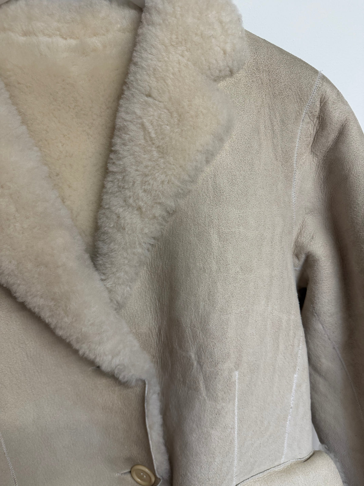 Preloved Margaret Howell Pea Coat UK 12 Beige Suede