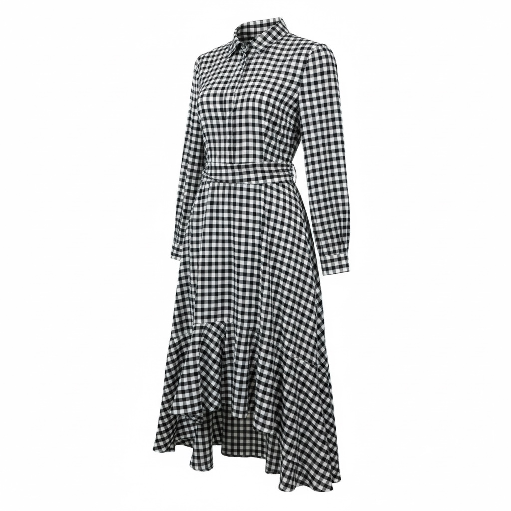 Pre-owned Black and White gingham Maje Dress, Size 12