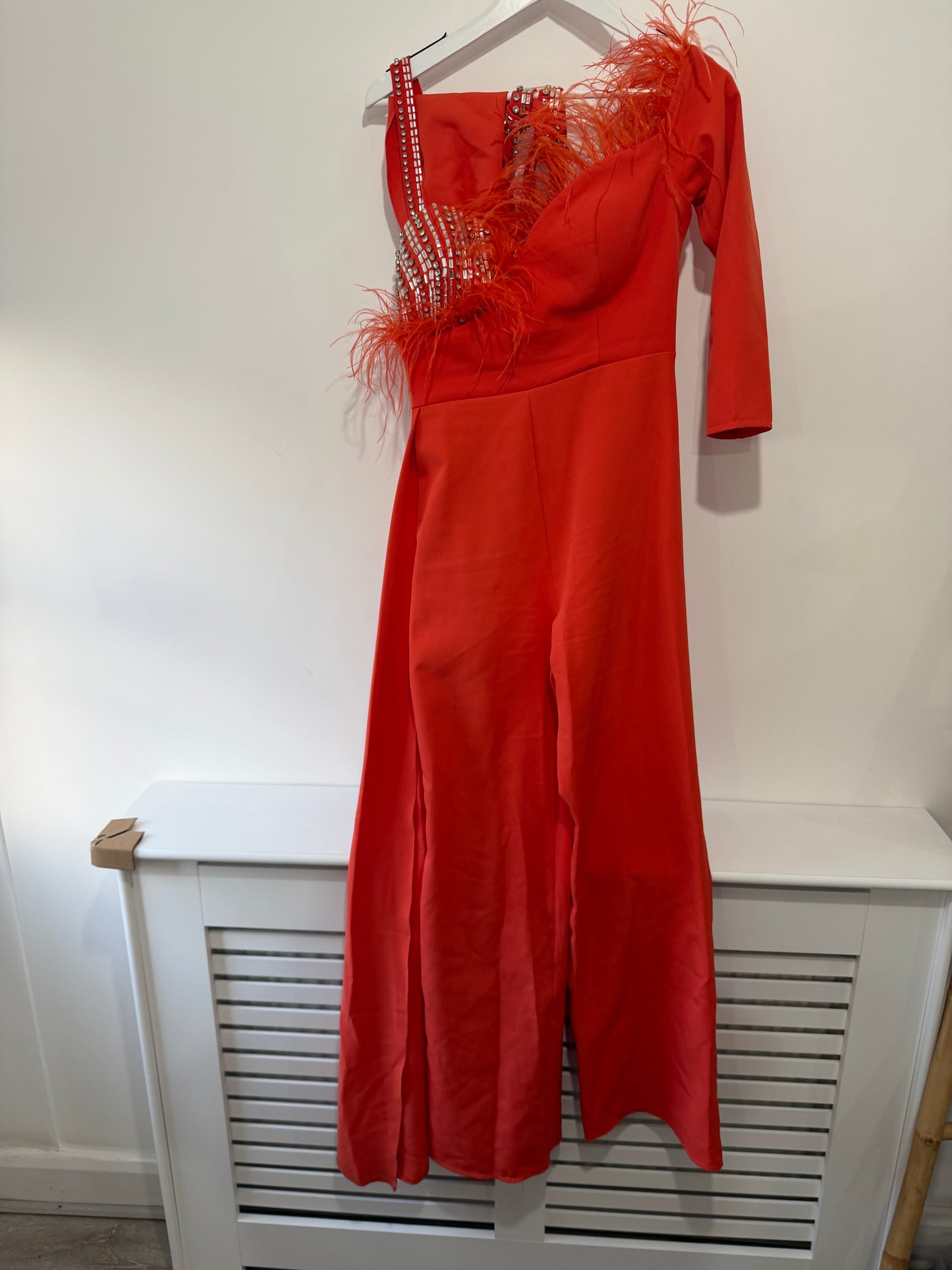 Orange Crystal Odrella Occasion Jumpsuit, Size 12