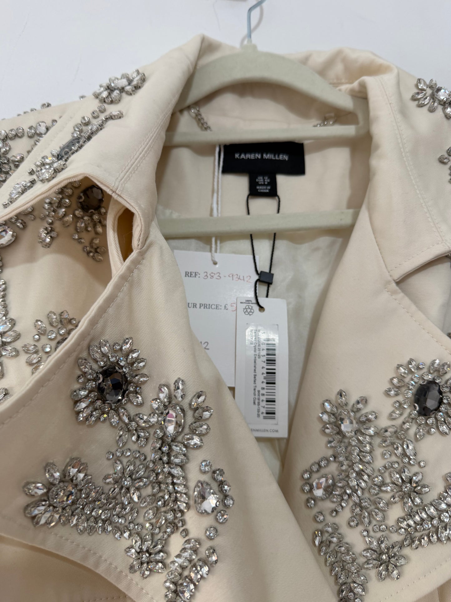 Preloved Karen Millen Trench Coat Size 12 Cream BNWT