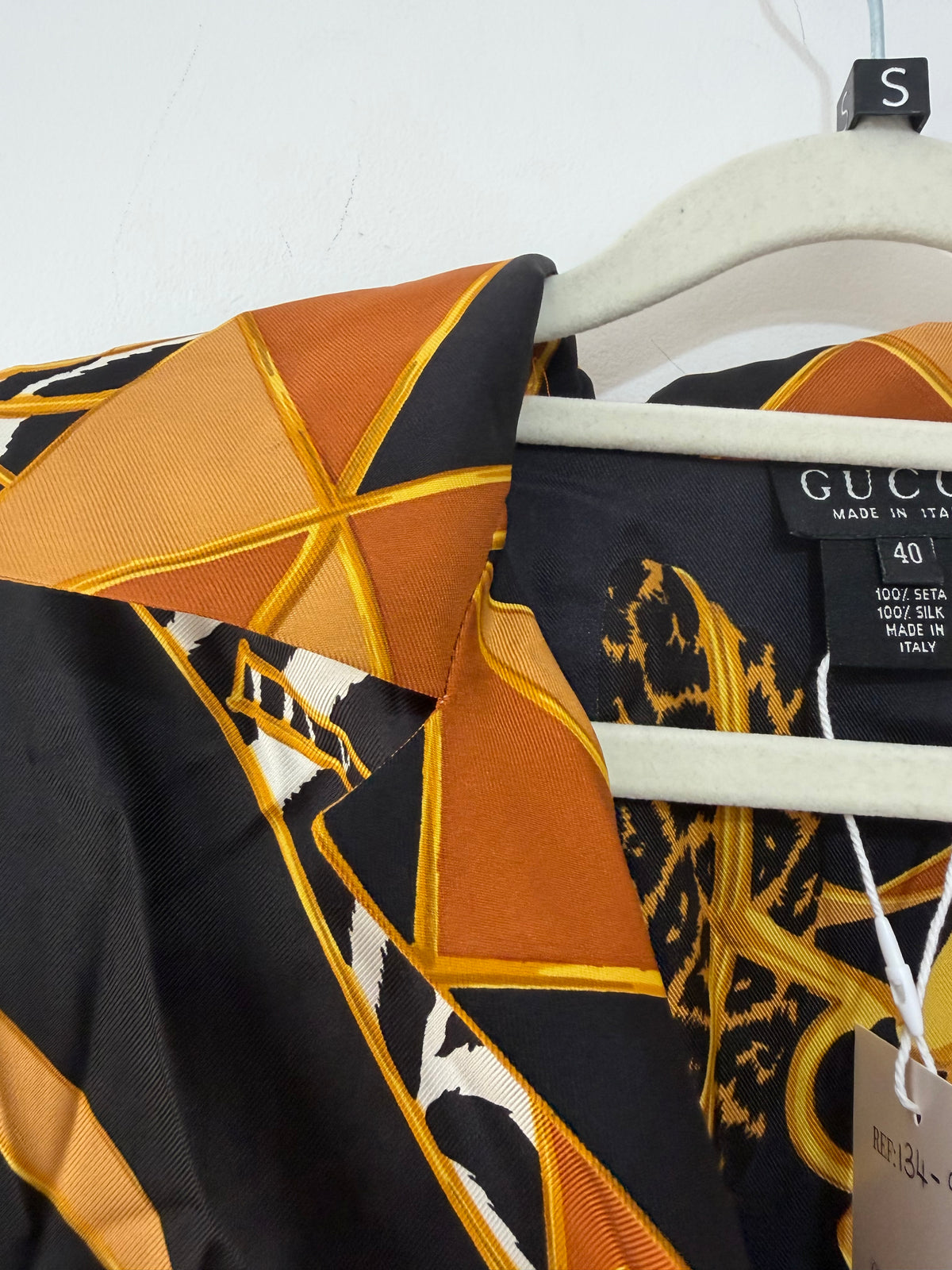 Preloved GUCCI Blouse Size 8 Multicoloured (Black, Gold, Leopard print)