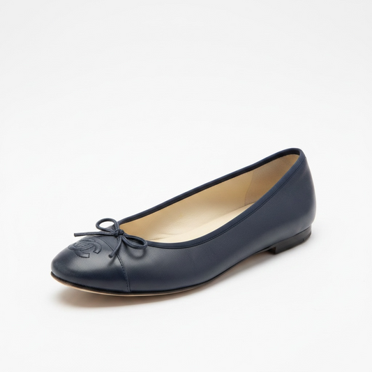 Preloved, Navy Chanel Ballet Flats, Size 37 UK 4
