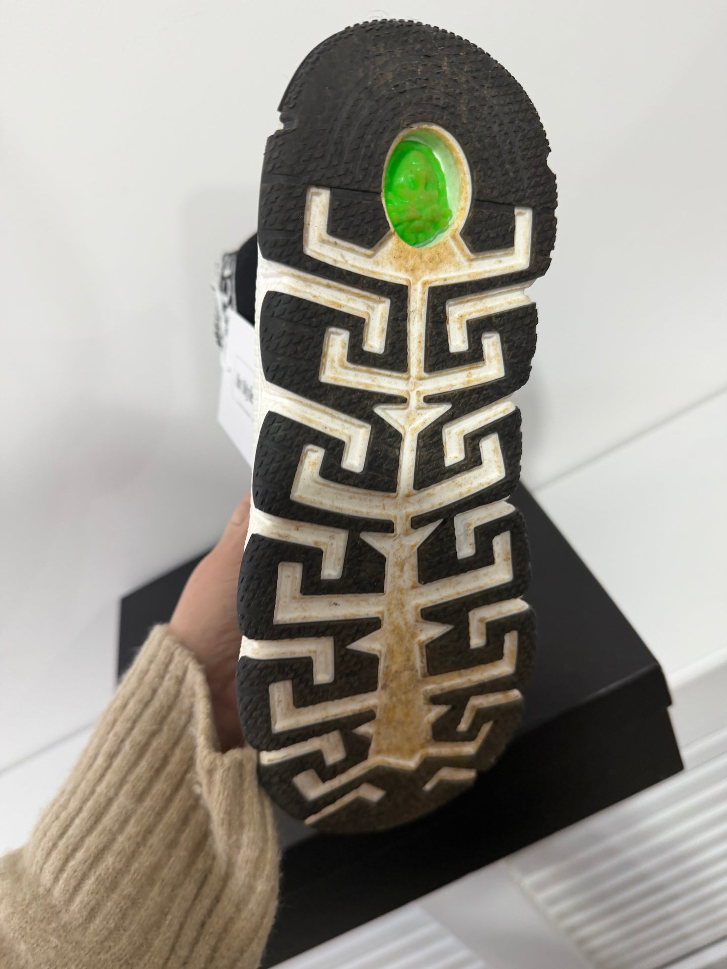 Preloved Black & White Versace Sock Trainers, 37 uk4