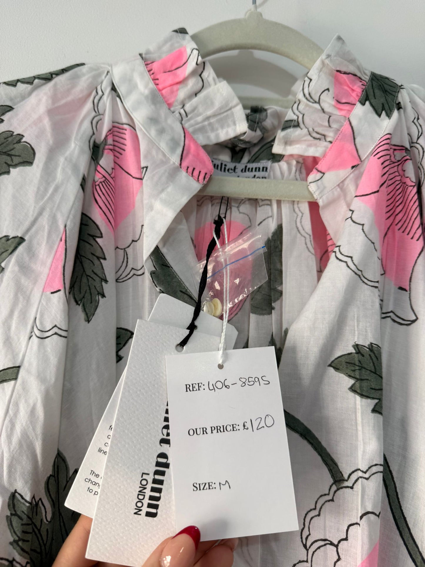 Pre-loved White Floral Juliet Dunn Dress, M, BNWT