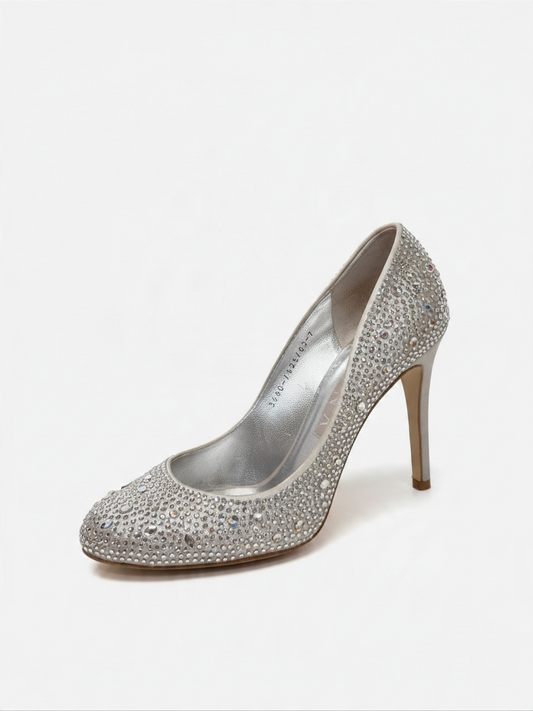 Preloved Gina Heels Size 7-40 Silver Diamonte