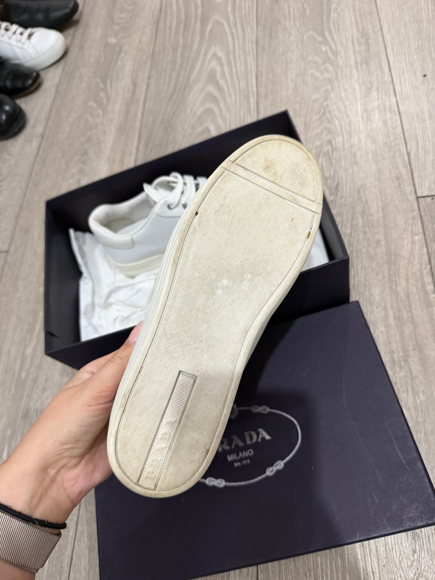 Pre-owned White Prada Sneakers, Size 37 - UK 4 (4.5)