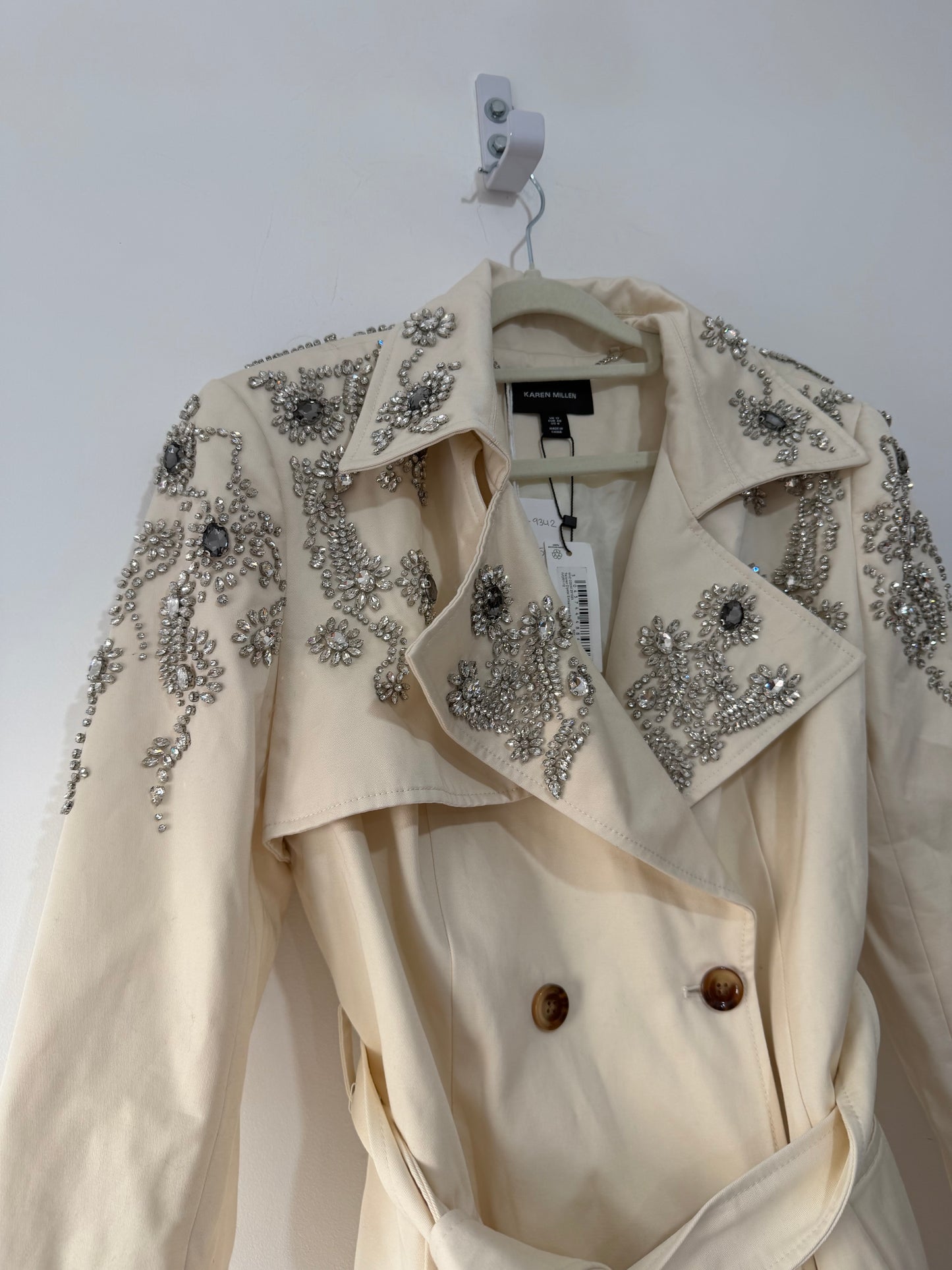Preloved Karen Millen Trench Coat Size 12 Cream BNWT