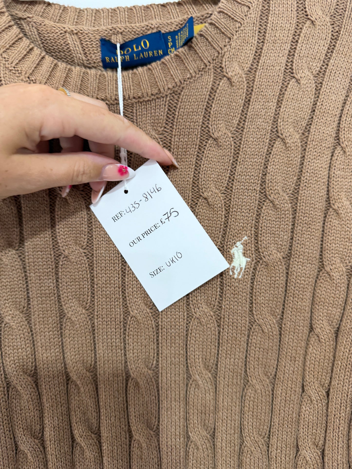 Preloved, Beige Polo Ralph Lauren Knitted Top, Size S