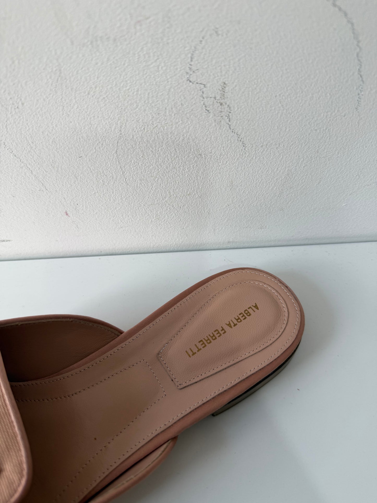Preowned NEW Nude, Floral Alberta Ferretti Flats Loafers Open Back, Size 7 - 40