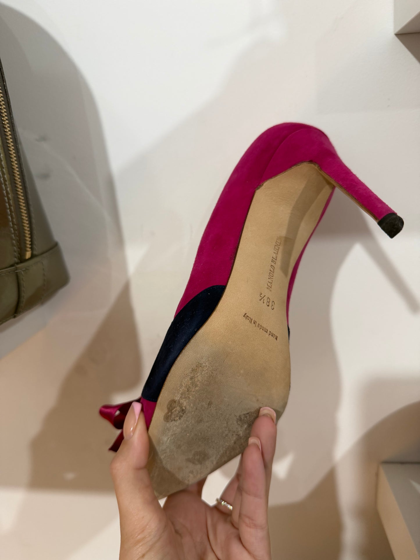 Pink & Black Manolo Blahnik Heels, 38.5 - 5.5