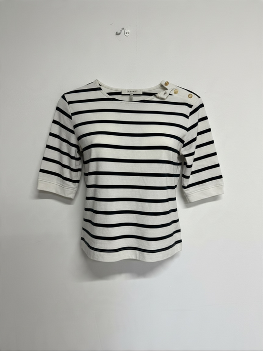 Preloved Frame T Shirt Medium Navy and White Stripe
