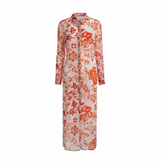 Pre-owned, Grey with Orange Kaftan and Kimono Kaftan, One Size