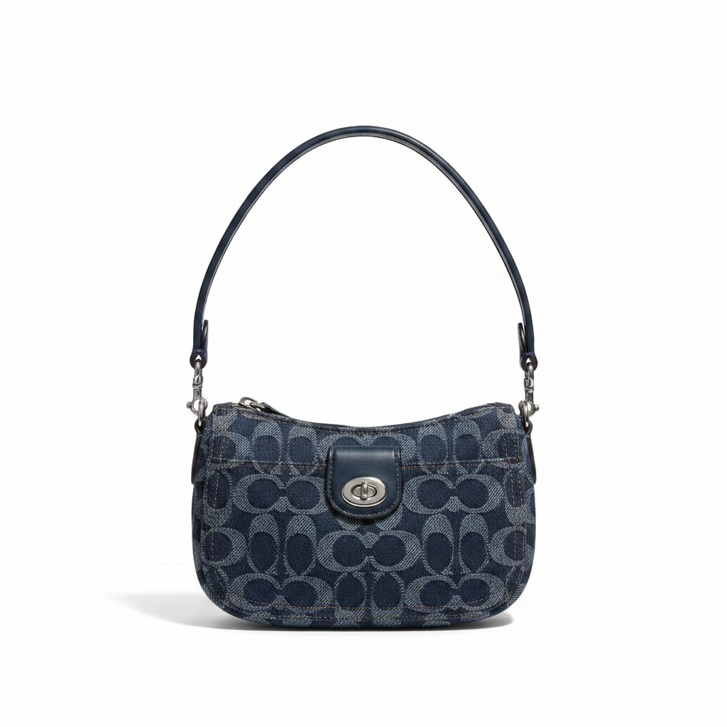 Preloved Denim Coach Swinger Bag, Mini