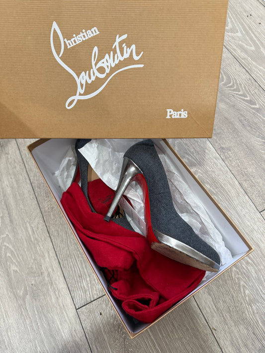 Grey Fabric Christian Louboutin Heels, Size 37.5