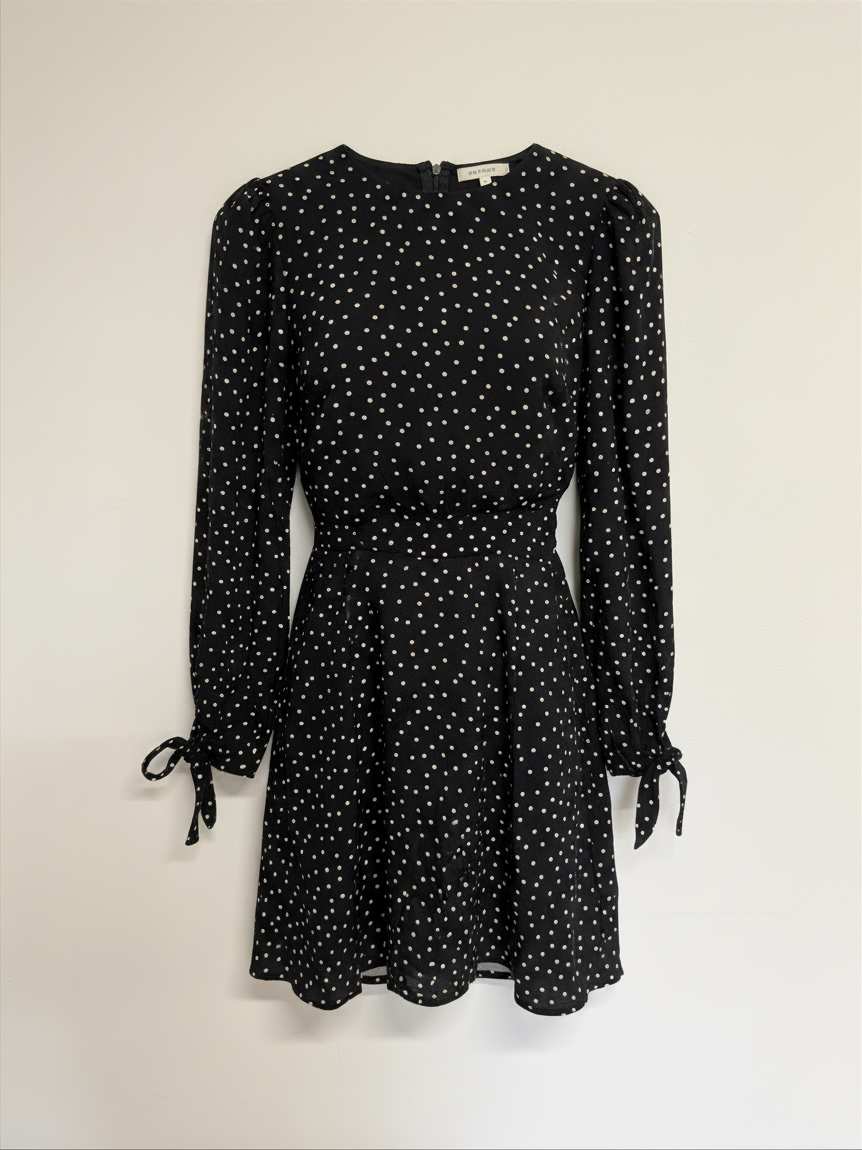 Preloved Reformation Dress Size UK 6 Black and White Polka Dot