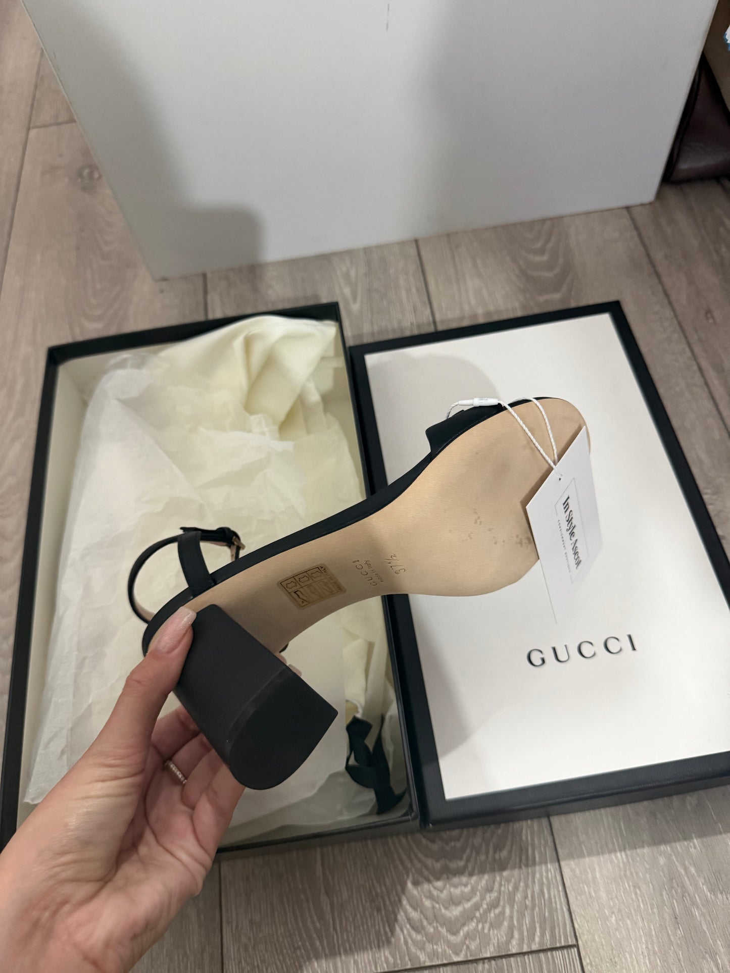 Gucci Horsebit Sandal Block Heel, Size 37.5 Brand New