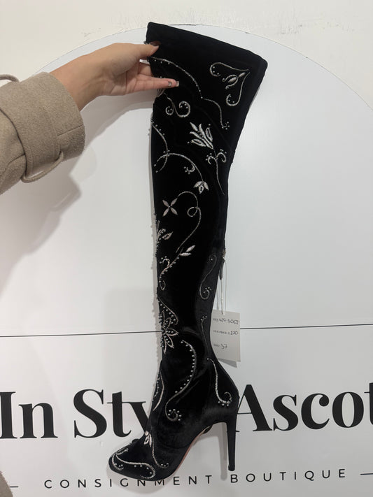 Black Aquazzura Heeled Boots, Size 37 - UK 4
