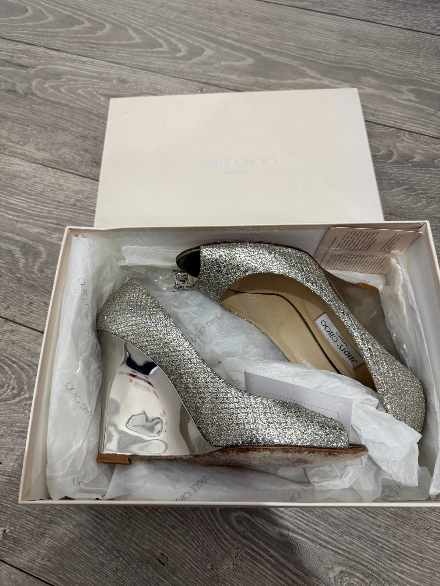 Pre-owned Gold Glitter Jimmy Choo Heels, Size 7 - 40