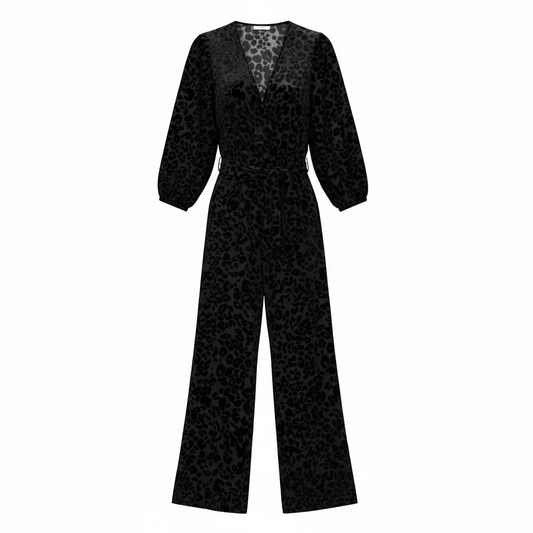 Black Print Pretty Rascal Jumpsuit, Size 8-10