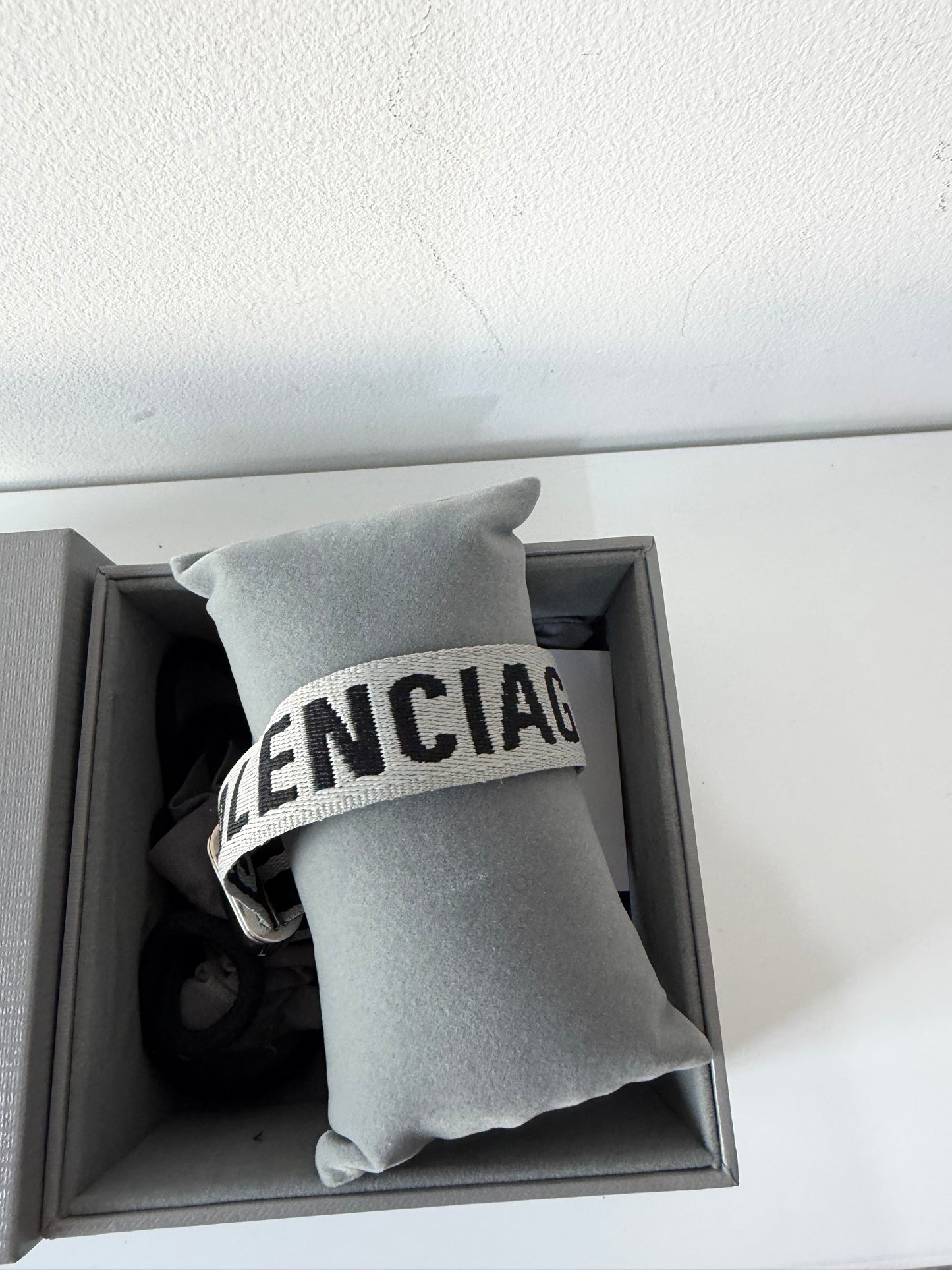 Preloved Light Grey & Black Balenciaga Bracelet