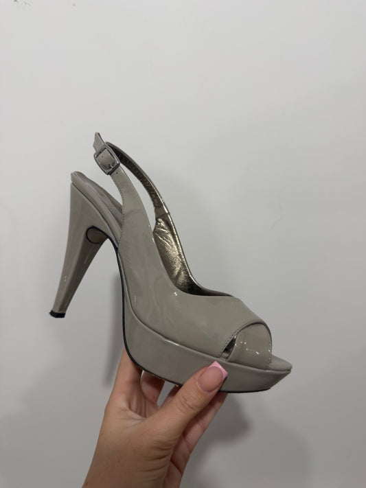 Patent Grey Gastone Lucioli Heels, Size 38 - UK 5